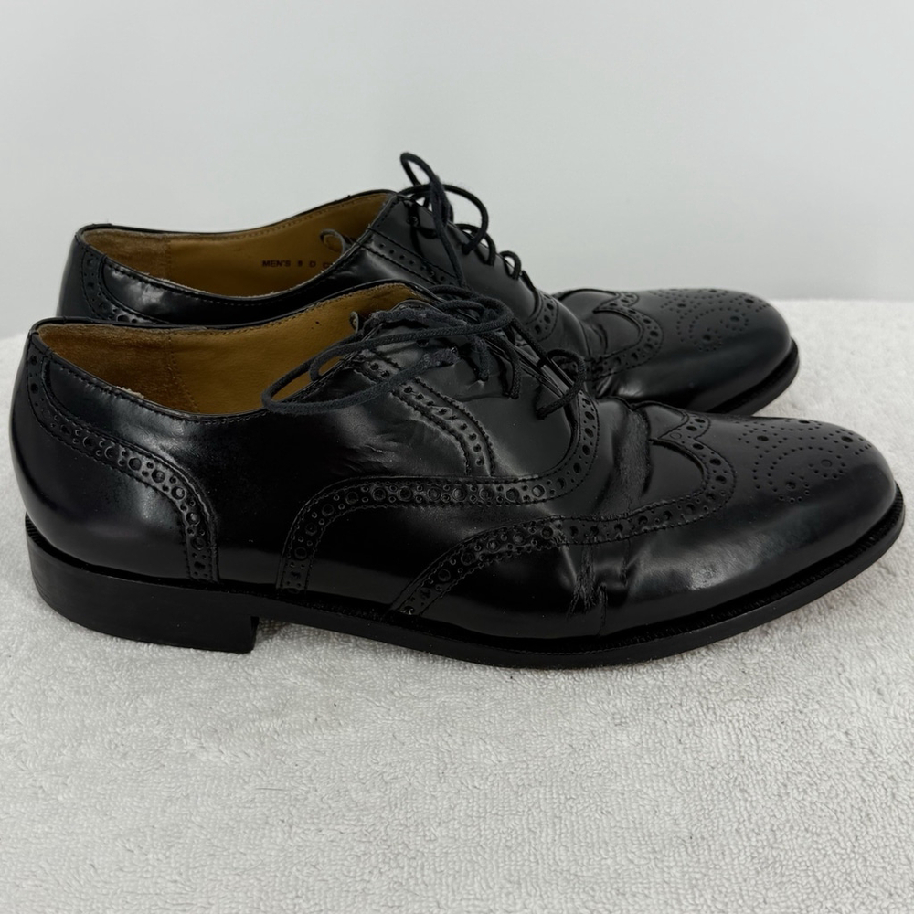 Cole Haan Oxford Wingtip Brogue Dress Shoes Mens 9D Black Leather C07941